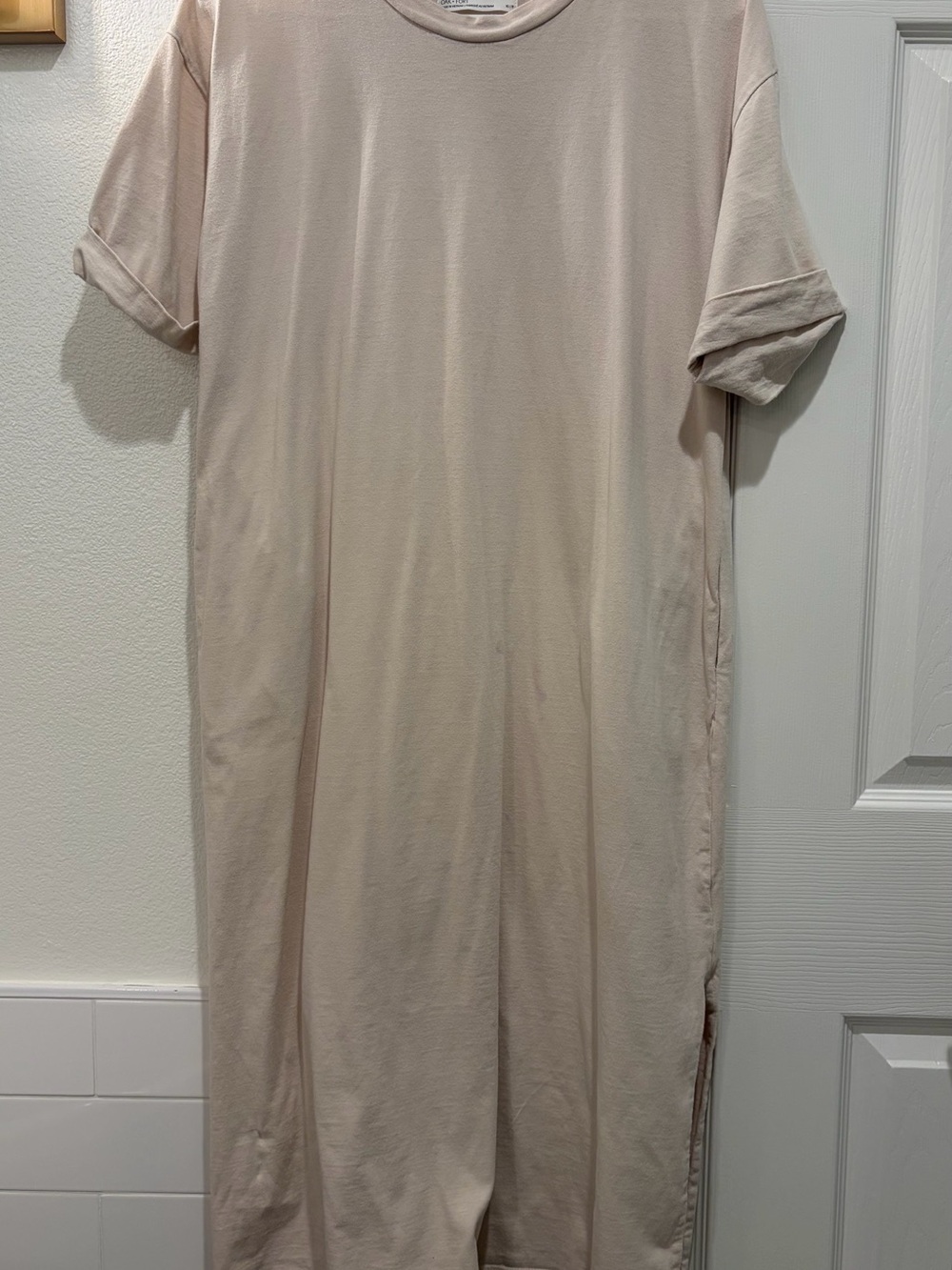OAK + FORT Cream Maxi T-Shirt Dress - Picture 2 of 4